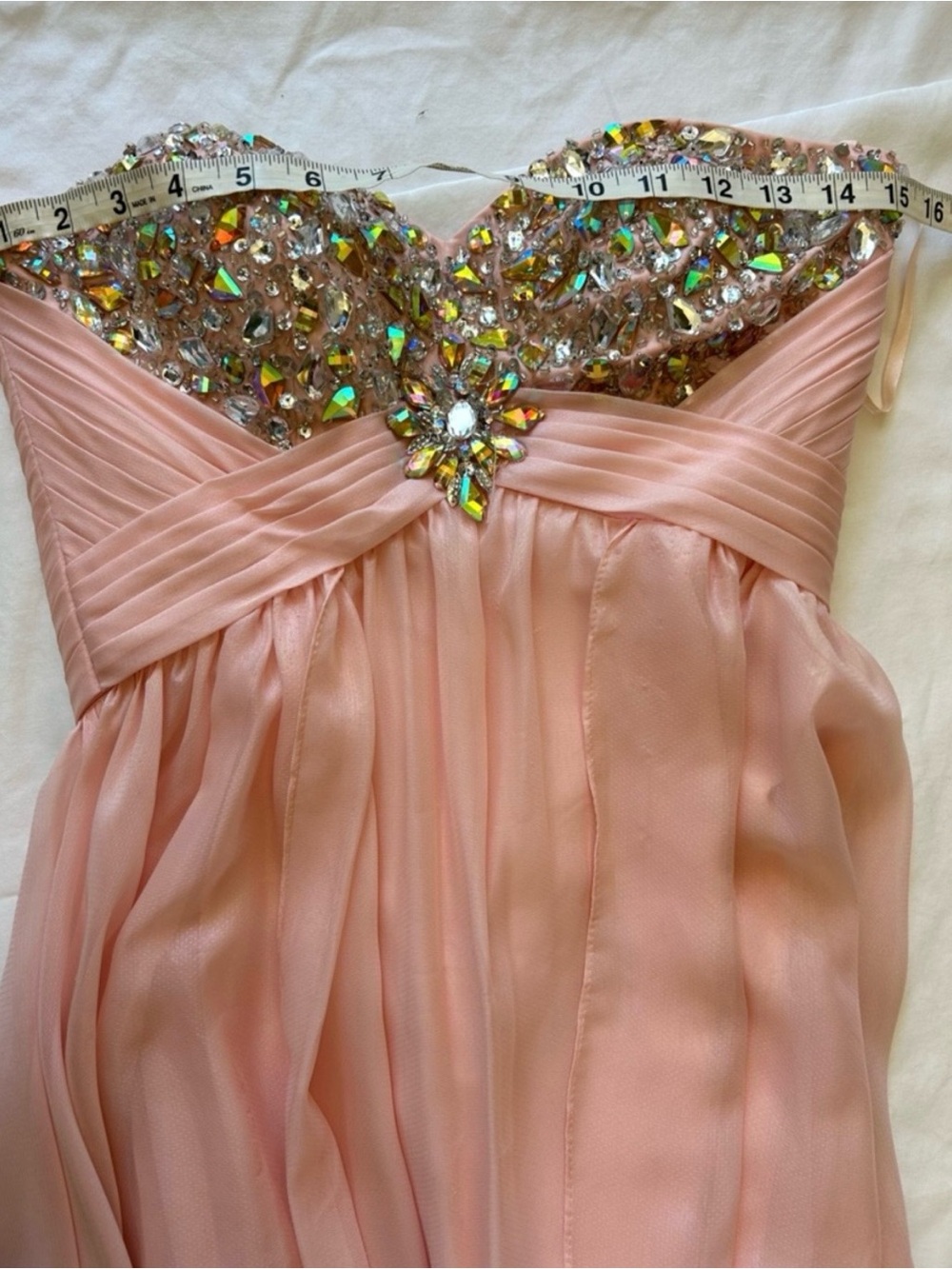 Bonny Bridal Pink Beaded Strapless Prom Dress Chiffon Formal Gown Size 4 Fairy - Picture 11 of 13